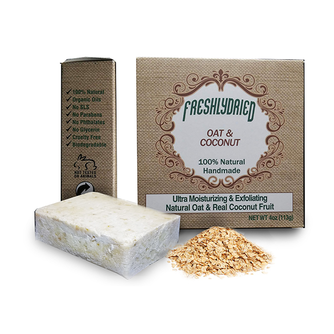 Freshlydried - Oats & Coconut soap, 100% Natural Handmade